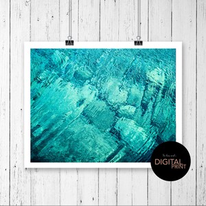 Digital download, abstract water print, turquoise water digital print, digital wall art, affordable print, bathroom wall art