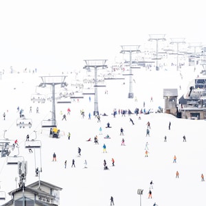 Ski Bergdruck Mt. Buller, Victoria Schneefelder, Mt. Buller Schneedruck, Mt. Buller Sesselbahn, Winterski Foto, Ski-Sesselbahn, Mt. Buller Ski