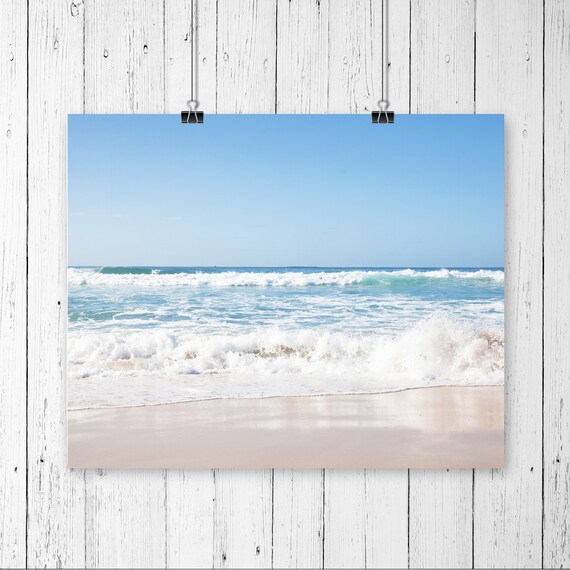 Beach Printbeach Photography Waves Bathroom Decor Blue Etsy