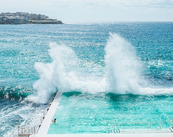 Iconic Bondi icebergs photo, waves pool print,  beach prints, Beach poster, Bondi Beach, Beach photography, Ocean photo, turquoise art