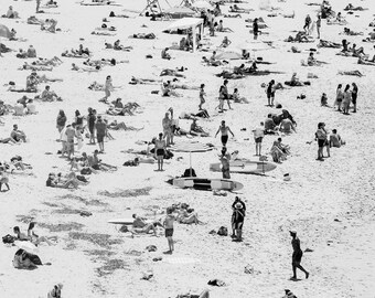 Bondi Beach busy beach print- bondi beach photo, Beach photography, crowded beach people print, colourful beach print, iconic bondi print