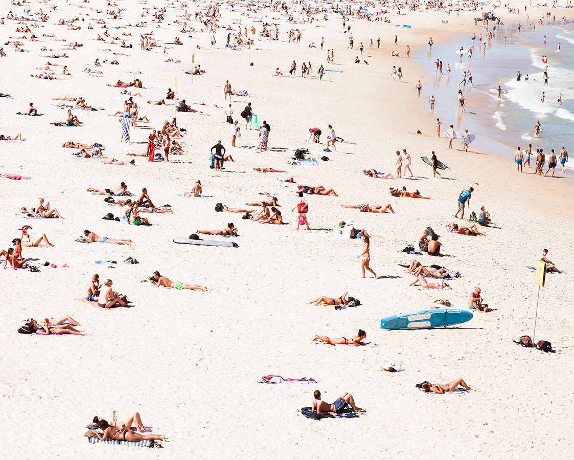 Colourful Bondi Beach People Print, Bondi Beach Print, Busy Beach Print ...