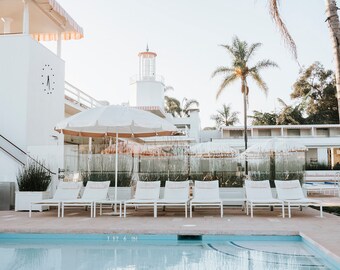 Coral Casino Pool Print: Vintage Santa Barbara Coastal Art, coastal 50s print