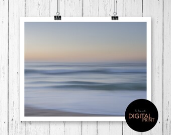 Abstract Ocean Sunset Print: Calm Coastal Wall Art (Digital Download)