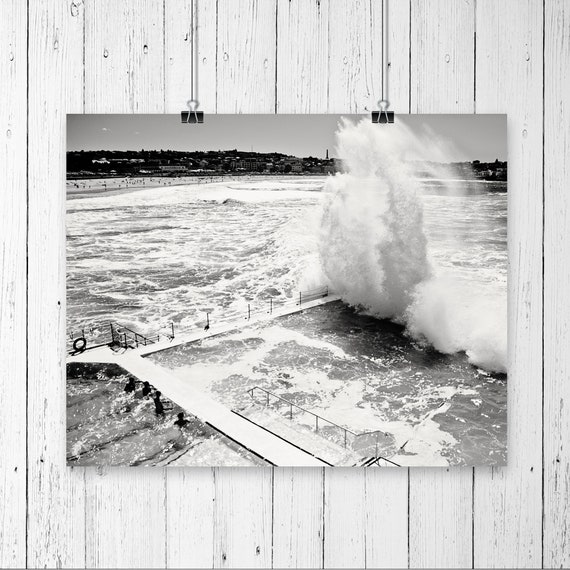 Large Beach Print Beach Photography Black And White Beach Etsy