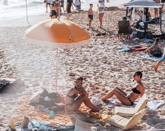 Bondi Beach Print: Orange Umbrella, Sunbathers, Australia