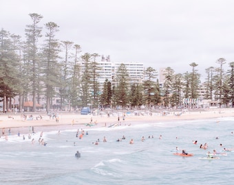 Manly Beach Print: Sydney Northern Beaches, Pastel Colors