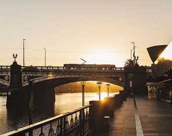 Melbourne sunrise photo,Golden sunrise print, iconic melbourne print, melbourne Yarra River print, Urban print, Melbourne photography,