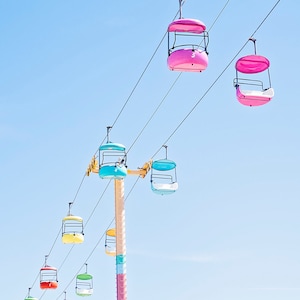 Santa Cruz Pastel Chairlift Print- Girls room decor, Santa Cruz boardwalk print, coastal_photography, girls room wall art, California print,