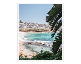 Bronte Beach Print: Sydney Coastal Photo, Palm Tree Art
