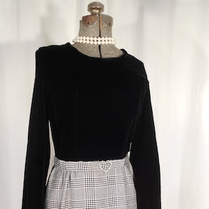 1960s Black Velvet Midi Dress Small, Mod Vintage 60s Dress