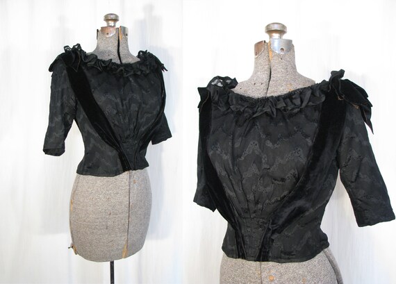 1890s Blouse - Victorian Edwardian Blouse, Black A