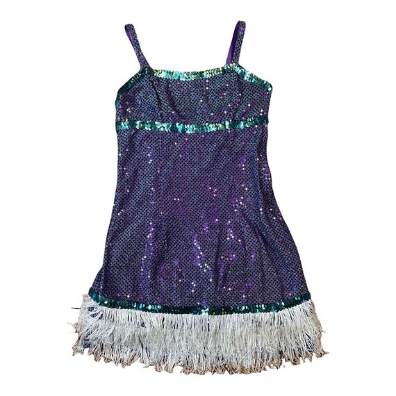 Vintage 90s Mini Dress, Sequin Fringe Micro Mini,… - image 2