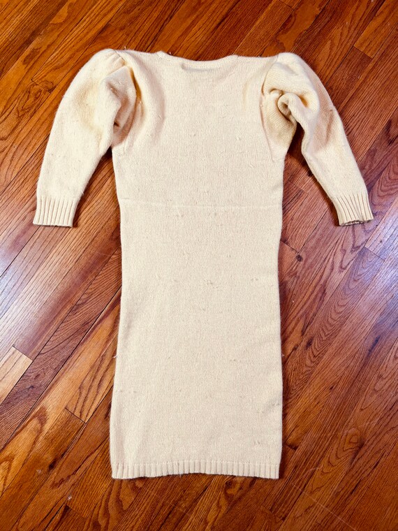 Yellow 70s 30s Style Sweater Dress with Puff Slee… - image 9