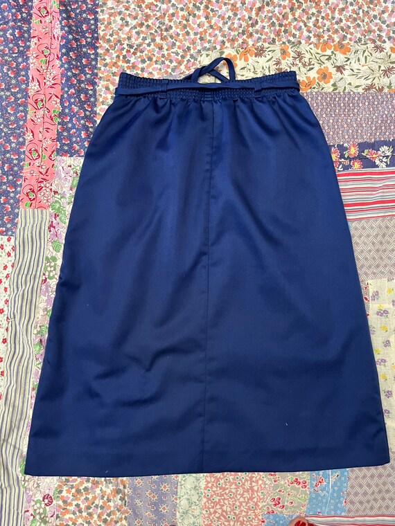 Small 70s Skirt, Blue Vintage Midi Skirt with Poc… - image 8