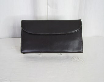 Vintage Purse, 1940s Handbag, Chocolate Brown Leather Clutch Bag