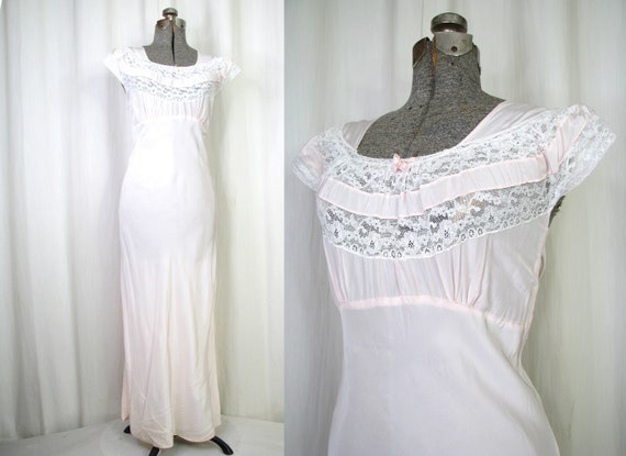 Vintage Nightgown, Large Bias Cut Lingerie, 1930s