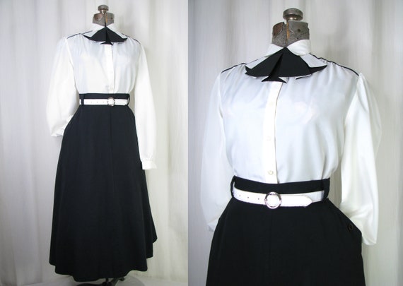 Vintage 1970s Blouse, Ruffle Bow Blouse, Long Puff