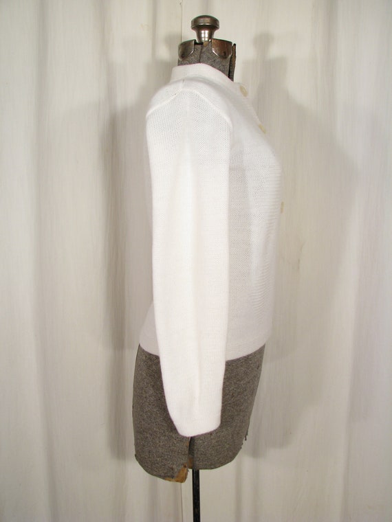 Vintage Cardigan, 1950s White Argyle Jumper Sweat… - image 4