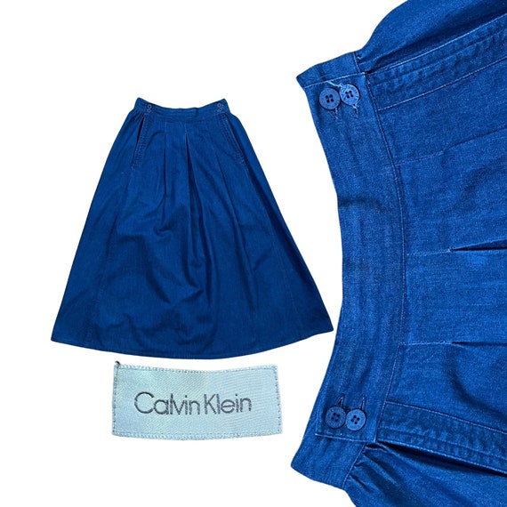 Denim 40s Style Skirt, Calvin Klein Cotton Skirt … - image 1