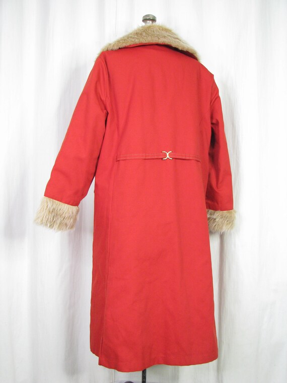 Orange Trench Coat XL, Plus Size 1970s Shearling Styl… Gem