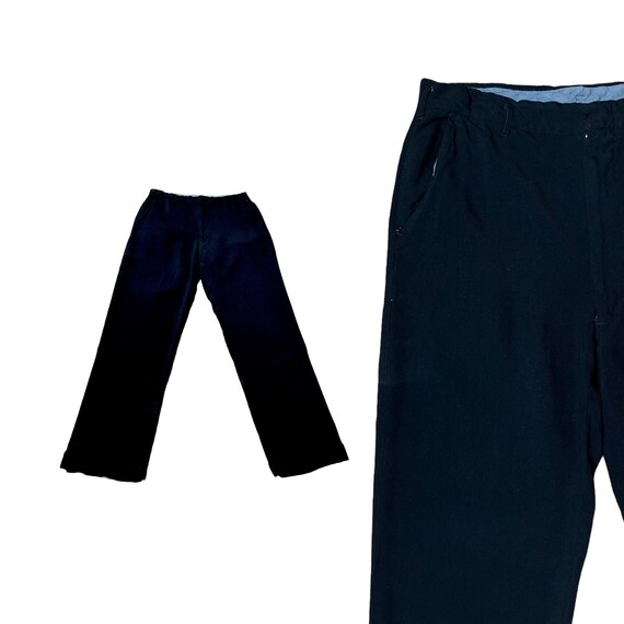 Black Vintage Slacks 30x29 50s Mens 