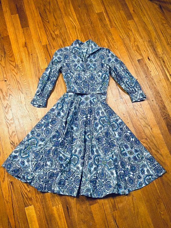 Cotton 50s Circle Skirt Dress, Small 1950s Dress … - image 4
