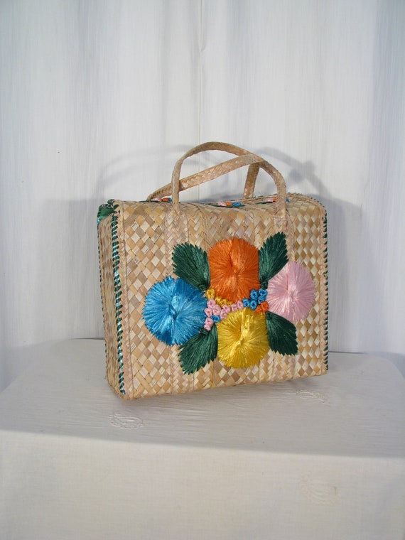 Basket Purse, Vintage Handbag, 1960s Lunch Box Su… - image 1