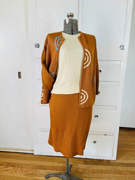 Mod 60s Suit Jacket Top and Skirt Large 1960s Dre… - image 5