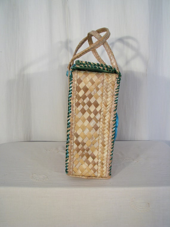 Basket Purse, Vintage Handbag, 1960s Lunch Box Su… - image 3