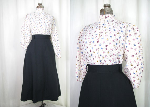 Vintage Blouse | 1940s Style Blouse | 1980s High … - image 1