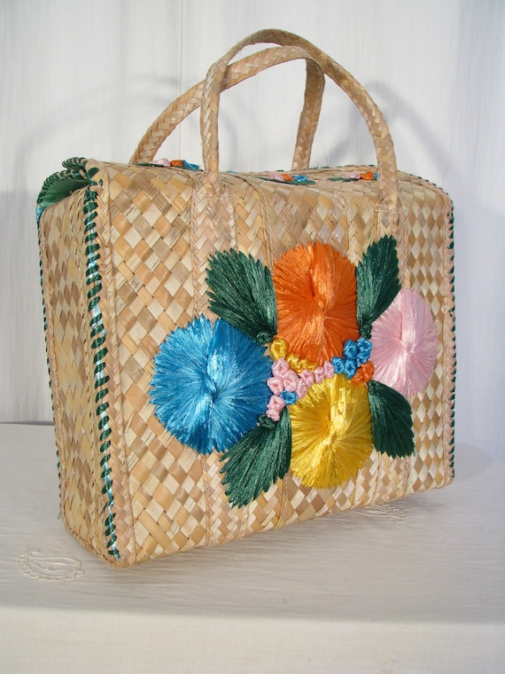 Basket Purse, Vintage Handbag, 1960s Lunch Box Su… - image 10