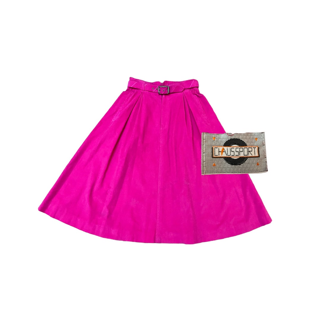 Vintage 40s Style Skirt Barbie Pink Skirt Midi With Pockets Etsy