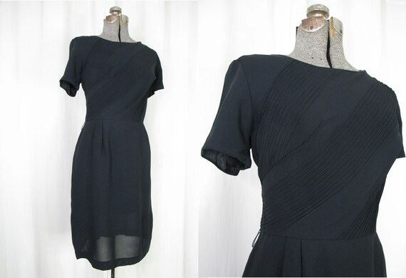 Vintage 1950s Dress Large Pencil Skirt Midi Day Dr