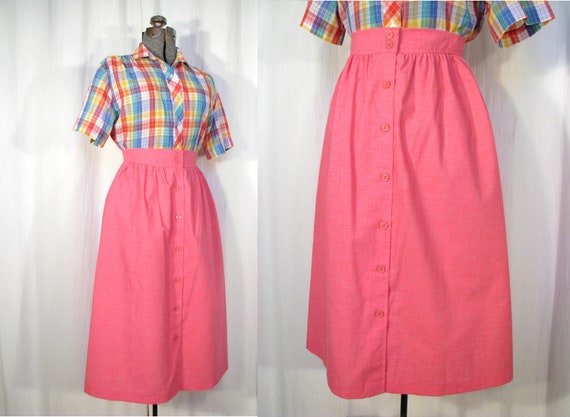 1980s Skirt/ 40s Style Pleated Button Front Skirt