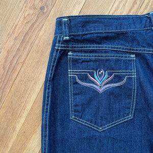 80s High Waist Jeans Large, Retro Dark Wash Straight Leg Jeans, Denim Womens 34x32