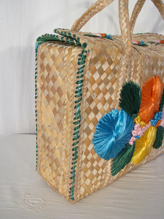 Basket Purse, Vintage Handbag, 1960s Lunch Box Su… - image 8