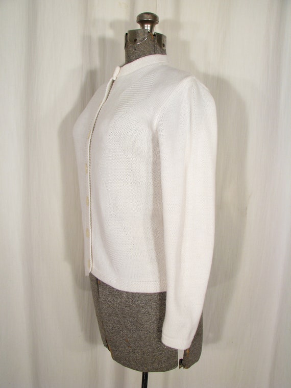 Vintage Cardigan, 1950s White Argyle Jumper Sweat… - image 6