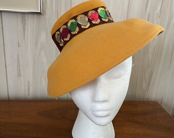 Vintage 1940s 40s Keneth Hopkins Wool Felt Hat With Ribbon  display picture 1