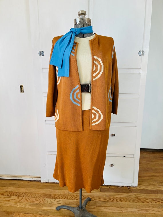 Mod 60s Suit Jacket Top and Skirt Large 1960s Dre… - image 2