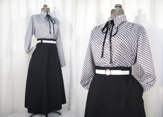 Vintage 1970s Blouse | High Collar Blouse | Bright
