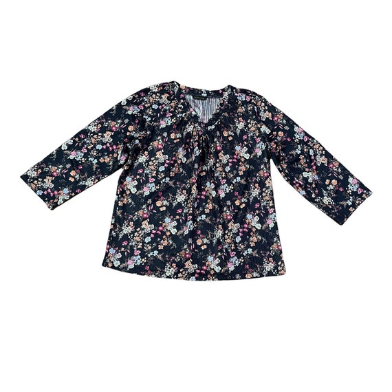 Large Floral Blouse 70s Convertible Sleeve Woman'… - image 2