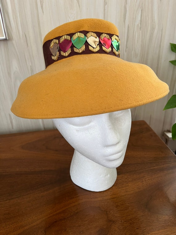 Wool 1940s Tilt Hat, Wide Brim Halo Hat, 40s Hat … - image 3