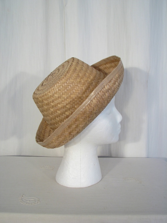 1940s Hat | Straw Fedora Sun Hat | Vintage Summer