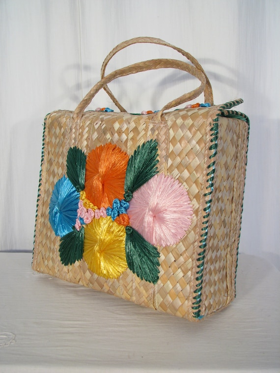 Basket Purse, Vintage Handbag, 1960s Lunch Box Su… - image 2