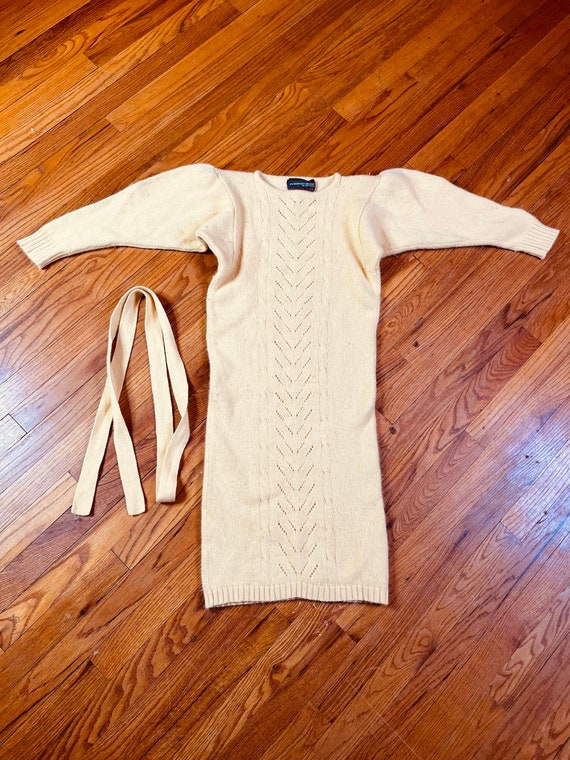 Yellow 70s 30s Style Sweater Dress with Puff Slee… - image 3