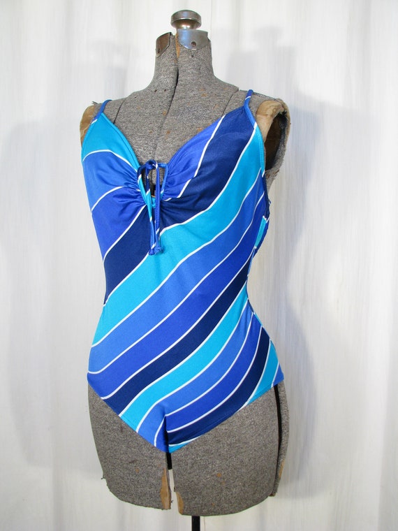 1970s Swimsuit, Vintage High Cut Bathing Suit, 70s On… - Gem