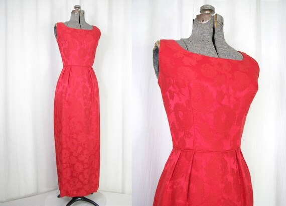 1950s Dress, Vintage Evening Gown, Small Holiday R