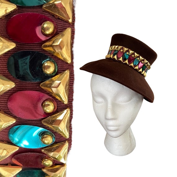 Brown 40s Hat, Wool Mini Fedora Fascinator, 1940s… - image 1