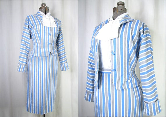 1940s Suit/ Small Dress Set/ Vintage 40s Cotton Sk